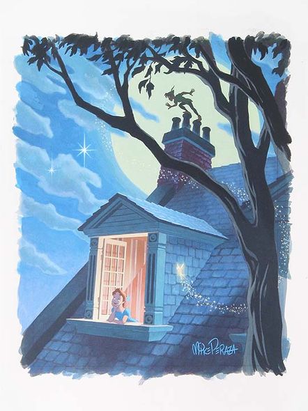 Mike Perazza Hand Signed and Numbered Giclee on Paper:"Second Star to the Right - Peter Pan "
