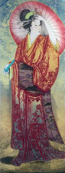 Mikulas Kravjanksy Artist Hand-signed Limited Edition Collograph Etching on Paper: "SPRINGTIME I"