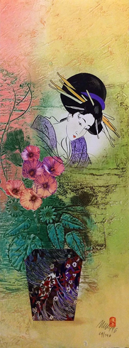 Mikulas Kravjansky Artist Hand-signed Limited Edition Collograph Etching on Paper: "LADIES of RIKKO I"