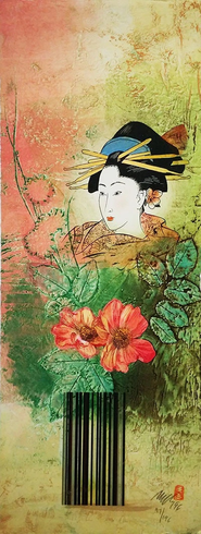 Mikulas Kravjansky Artist Hand-signed Limited Edition Collograph Etching on Paper: "LADIES of RIKKO III" Mikulas Kravjansky Artist Hand-signed Limited Edition Collograph Etching on Paper: "LADIES of RIKKO III"