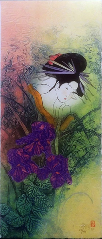 Mikulas Kravjansky Artist Hand-signed Limited Edition Collograph Etching on Paper: "LADIES of RIKKO IV" Mikulas Kravjansky Artist Hand-signed Limited Edition Collograph Etching on Paper: "LADIES of RIKKO IV"
