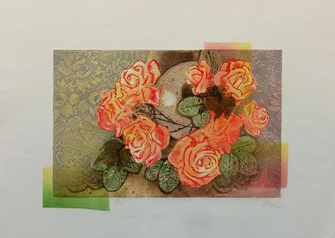 Mikulas Kravjansky Artist Hand-signed Limited Edition ETCHING: "FLORALS"