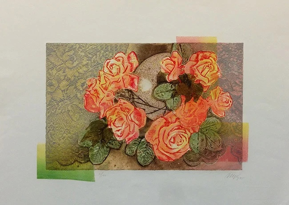 Mikulas Kravjansky Artist Hand-signed Limited Edition ETCHING: "FLORALS"