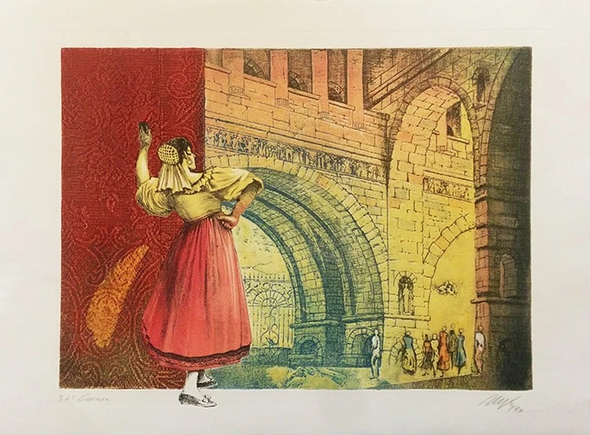 Mikulas Kravjansky Artist Hand-signed Limited Edition Etching on Paper: "BIZET'S CARMEN"