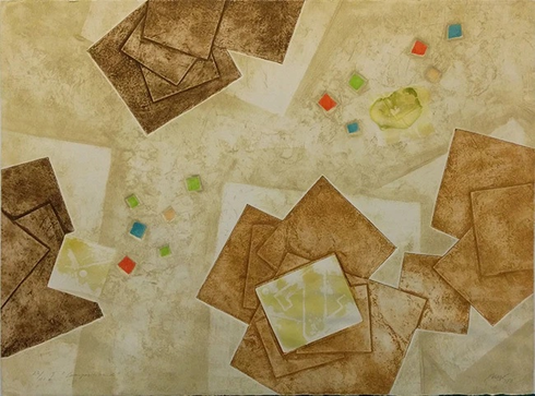 Mikulas Kravjansky Artist Hand-signed Limited Edition Etching on Paper (Intaglio): "COMPOSITION" Mikulas Kravjansky Artist Hand-signed Limited Edition Etching on Paper (Intaglio): "COMPOSITION"