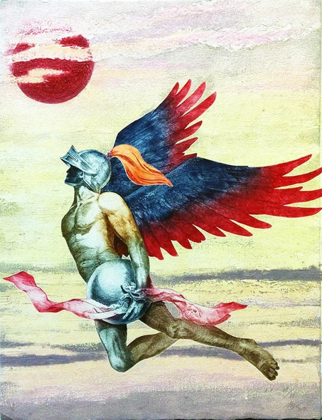 Mikulas Kravjansky Artist Hand-signed Limited Edition  Etching on Paper (Intaglio): "FIRE"