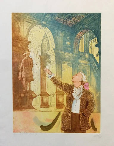 Mikulas Kravjansky Artist Hand-signed Limited Edition Etching on Paper: "MOZART'S DON GIOVANNI" Mikulas Kravjansky Artist Hand-signed Limited Edition Etching on Paper: "MOZART'S DON GIOVANNI"