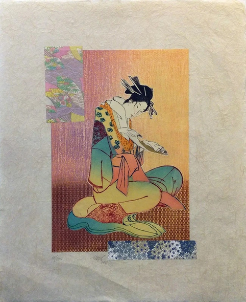 Mikulas Kravjansky Artist Hand-signed Limited Edition Etching on Paper: "ORIENTAL PRINCESS"