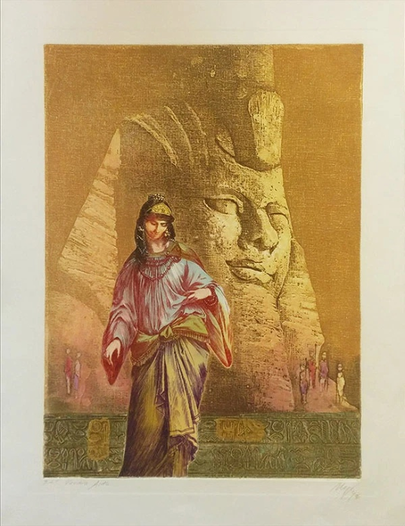 Mikulas Kravjansky Artist Hand-signed Limited Edition Etching on Paper: "VERDI'S AIDA"