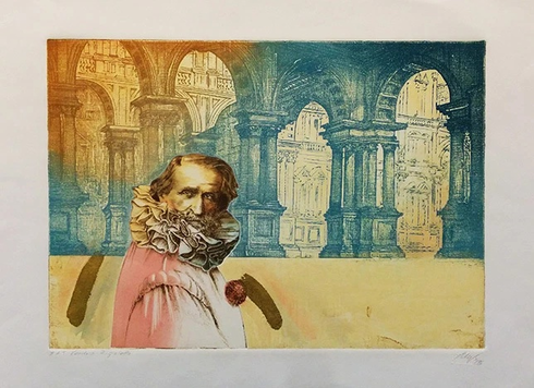 Mikulas Kravjansky Artist Hand-signed Limited Edition Etching on Paper: "VERDI'S RIGOLETTO"