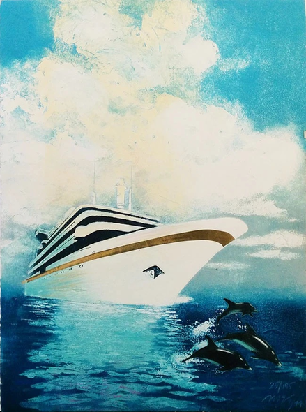 Mikulas Kravjansky Limited Edition Etching on Paper (Intaglio): "SEA PILOTS"