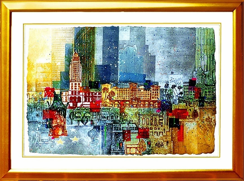 Mikulas Kravjansky Limited Edition Intaglio on Hand Made Paper with Metallic Inlays: "RODEO DRIVE 'DAY'" Mikulas Kravjansky Limited Edition Intaglio on Hand Made Paper with Metallic Inlays: "RODEO DRIVE 'DAY'"