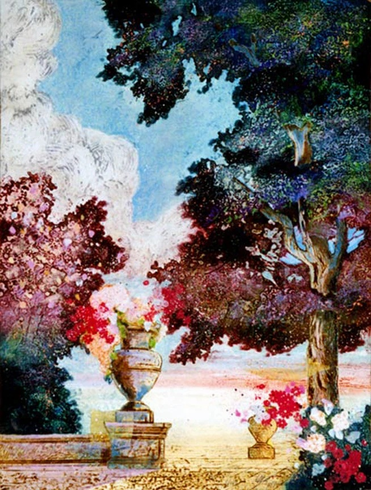 Mikulas Kravjansky Signed Limited Edition Intaglio on Hand Made Paper: "IN THE PARK" Mikulas Kravjansky Signed Limited Edition Intaglio on Hand Made Paper: "IN THE PARK"