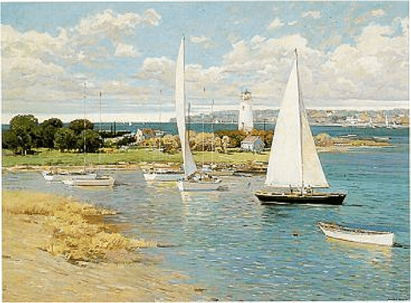 Ming Feng Artist Signed Limited Edition Serigraph on paper:"Lighthouse Point"