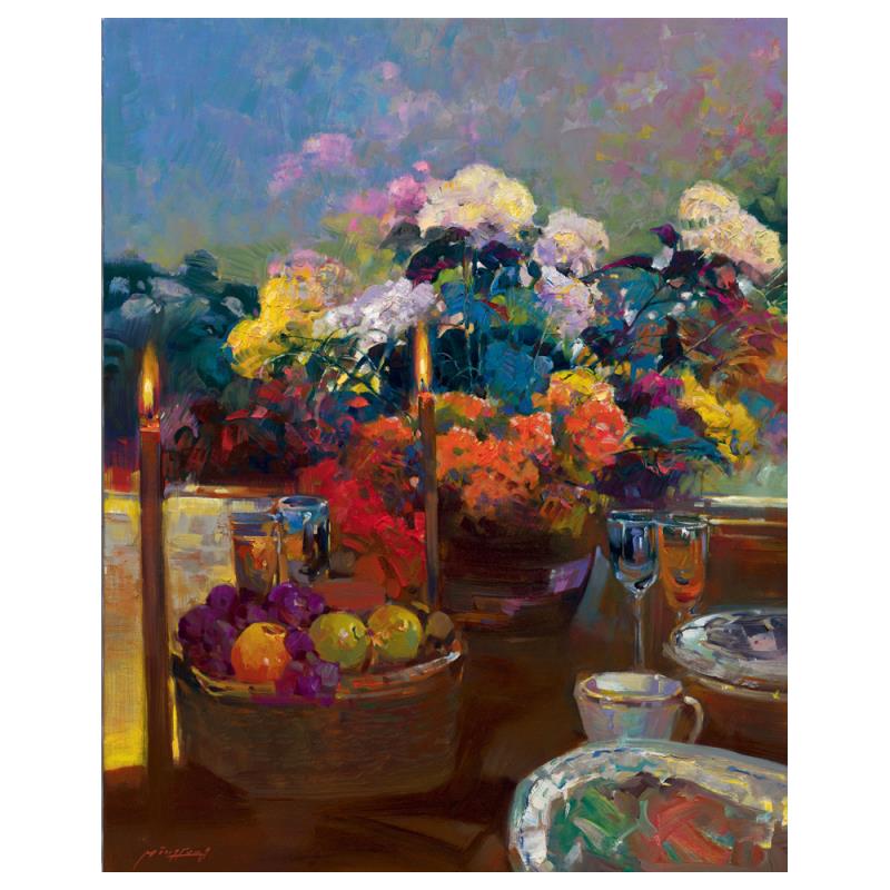 Ming Feng Limited Edition 24 x 30 Canvas Giclee:"Candlelight Dinner"