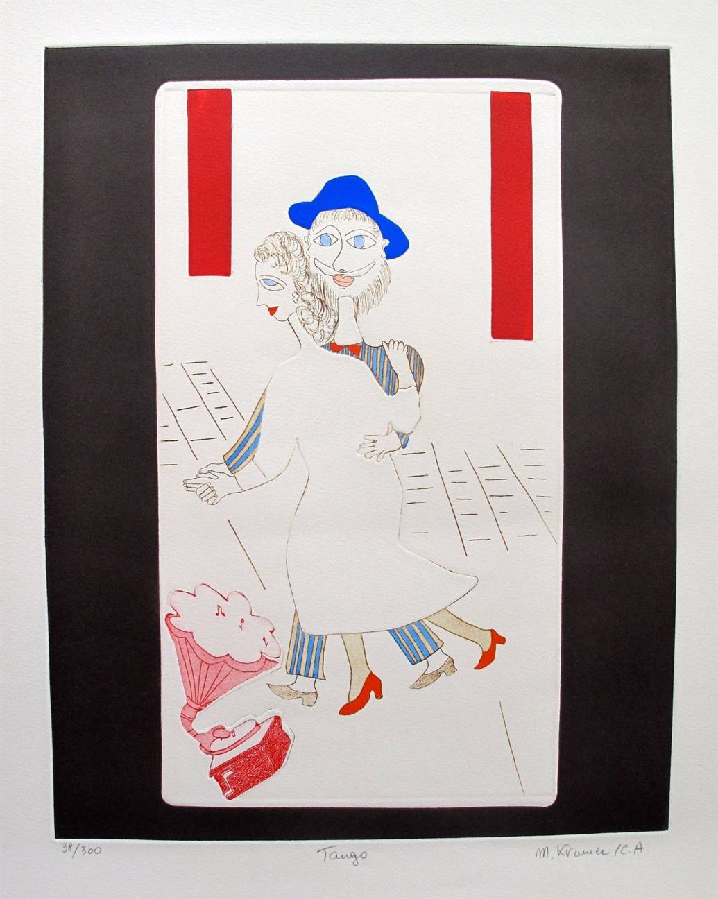 Mireille Kramer Hand Signed Limited Edition Etching:"Tango"
