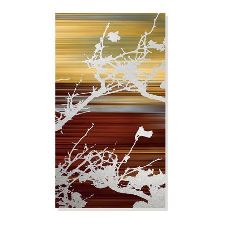 MJ Lew Limited Edition Ready to Hang Giclee on Brushed Aluminum: "Ancient Asian Blossoms I"