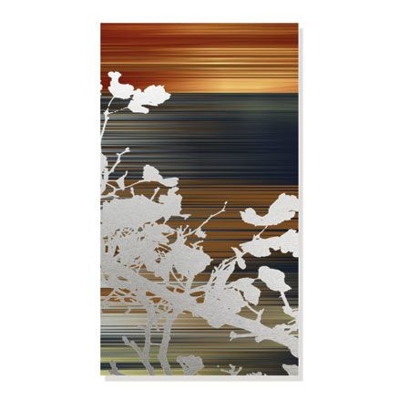 MJ Lew Limited Edition Ready to Hang Giclee on Brushed Aluminum: "Ancient Asian Blossoms III"