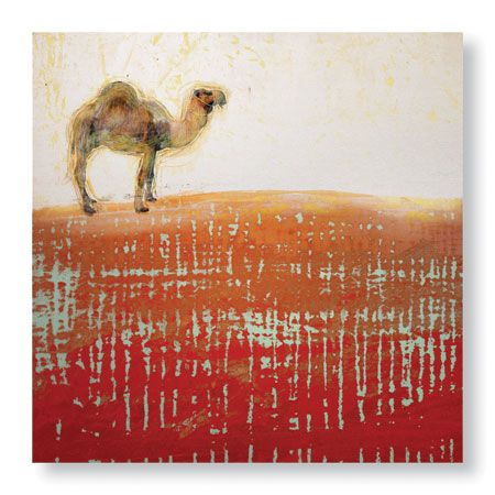 MJ Lew Limited Edition Ready to Hang Giclee on Brushed Aluminum: "Camel Journey"