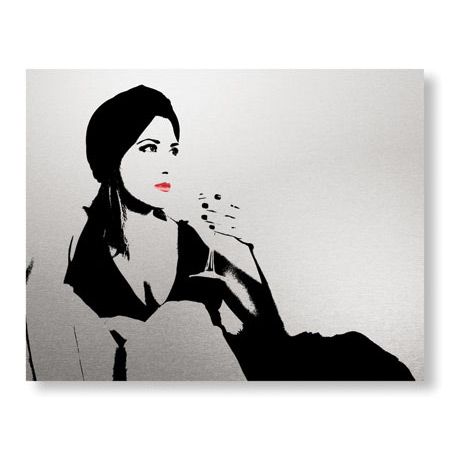 MJ Lew Limited Edition Ready to Hang Giclee on Brushed Aluminum: "Cat Lounge I"