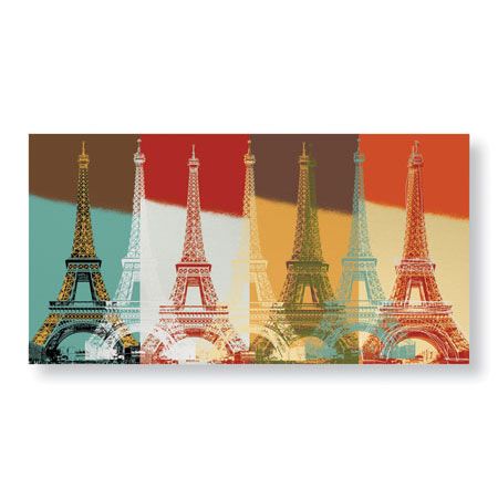 MJ Lew Limited Edition Ready to Hang Giclee on Brushed Aluminum: "Eiffel Tower"