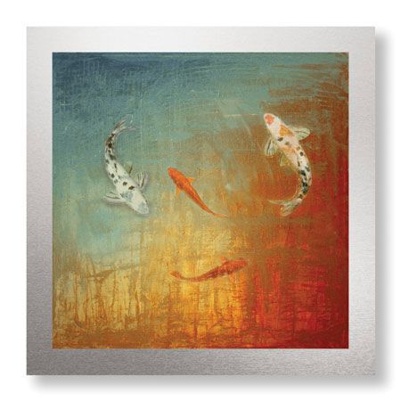 MJ Lew Limited Edition Ready to Hang Giclee on Brushed Aluminum: "Koi Zen"