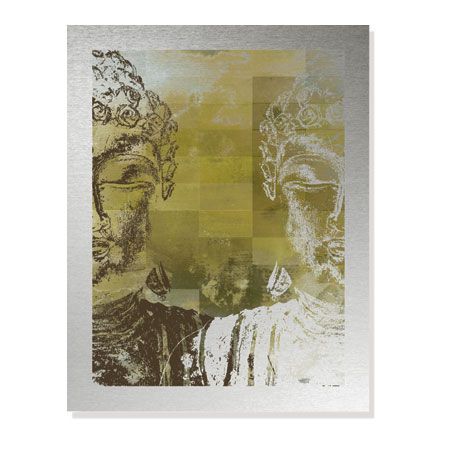 MJ Lew Limited Edition Ready to Hang Giclee on Brushed Aluminum: "Reflections of Buddha I"