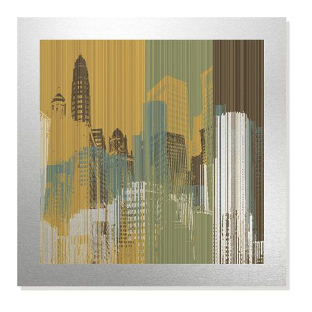 MJ Lew Limited Edition Ready to Hang Giclee on Brushed Aluminum: "Urban Colors I"