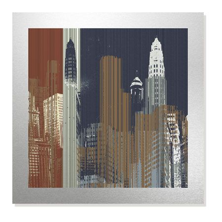 MJ Lew Limited Edition Ready to Hang Giclee on Brushed Aluminum: "Urban Colors II"