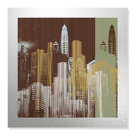 MJ Lew Limited Edition Ready to Hang Giclee on Brushed Aluminum: "Urban Colors IV"