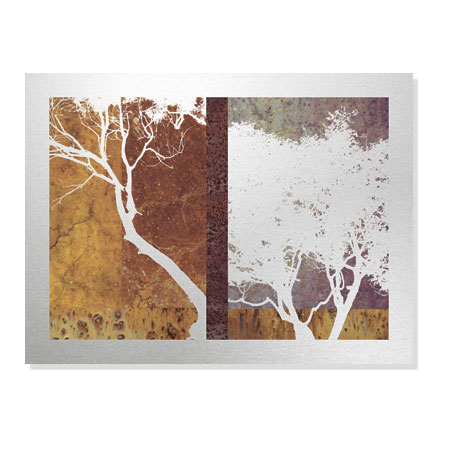 MJ Lew Limited Edition Ready to Hang Giclee on Brushed Aluminum: "Whispering Trees II"