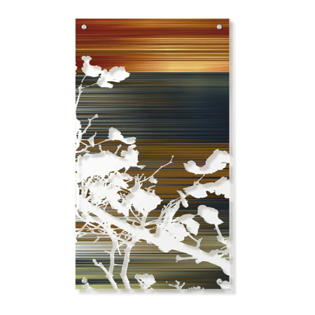 MJ Lew Limited Edition Ready to Hang Giclee on Clear Acrylic: "Ancient Asian Blossoms III"