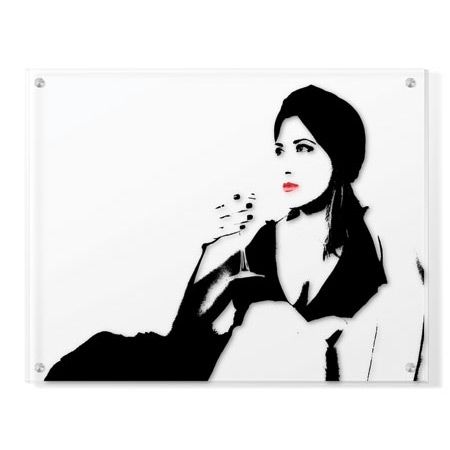 MJ Lew Limited Edition Ready to Hang Giclee on Clear Acrylic: "Cat Lounge I"