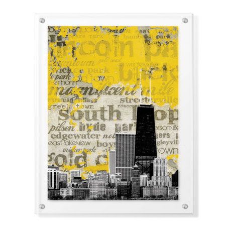 MJ Lew Limited Edition Ready to Hang Giclee on Clear Acrylic: "Chicago Neighborhoods"