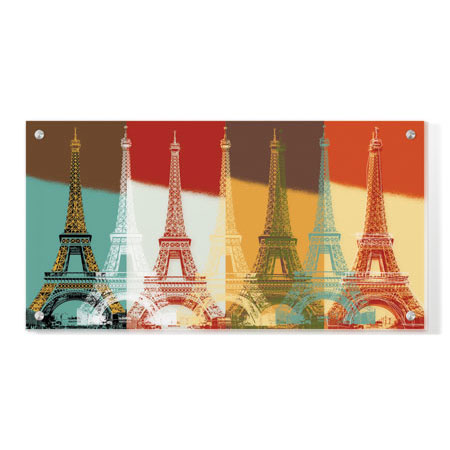 MJ Lew Limited Edition Ready to Hang Giclee on Clear Acrylic: "Eiffel Tower"