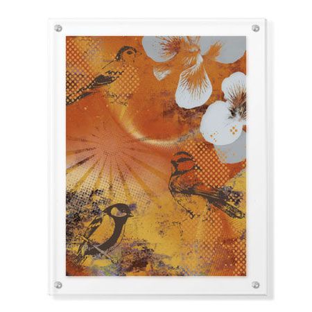 MJ Lew Limited Edition Ready to Hang Giclee on Clear Acrylic: "Les Ouiseaux I"