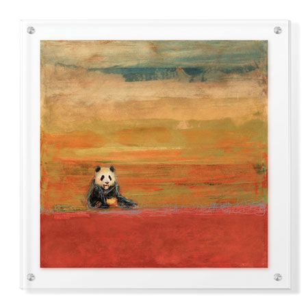 MJ Lew Limited Edition Ready to Hang Giclee on Clear Acrylic: "Sitting Panda"