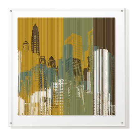 MJ Lew Limited Edition Ready to Hang Giclee on Clear Acrylic: "Urban Colors I"