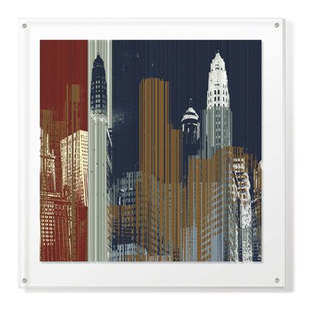 MJ Lew Limited Edition Ready to Hang Giclee on Clear Acrylic: "Urban Colors II"
