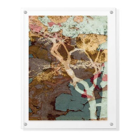 MJ Lew Limited Edition Ready to Hang Giclee on Clear Acrylic: "Weathered Trees in Blue 1"