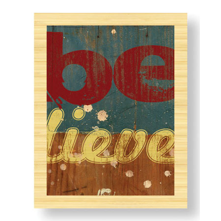 MJ Lew Limited Edition Ready to Hang Giclee on Sustainable Bamboo: "Believe"