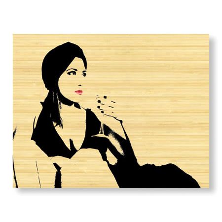 MJ Lew Limited Edition Ready to Hang Giclee on Sustainable Bamboo: "Cat Lounge I"