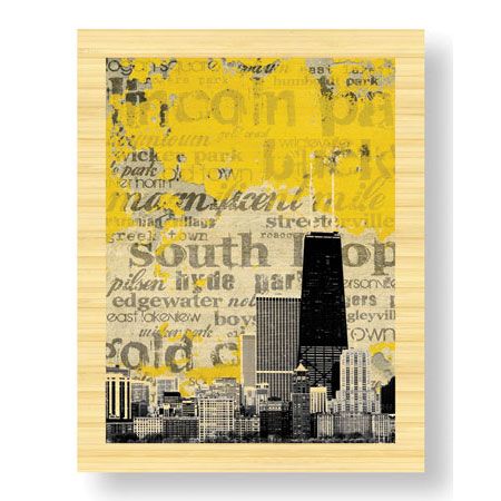 MJ Lew Limited Edition Ready to Hang Giclee on Sustainable Bamboo: "Chicago Neighborhoods"