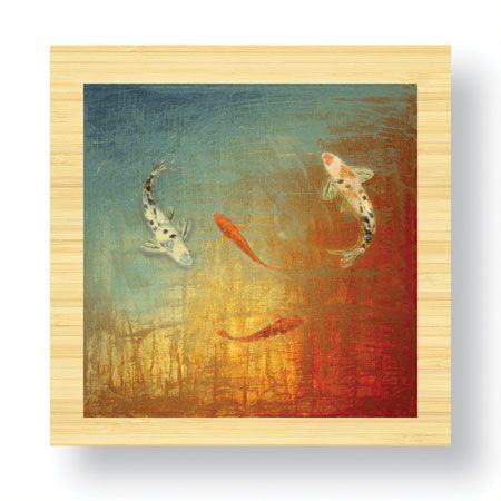 MJ Lew Limited Edition Ready to Hang Giclee on Sustainable Bamboo: "Koi Zen"