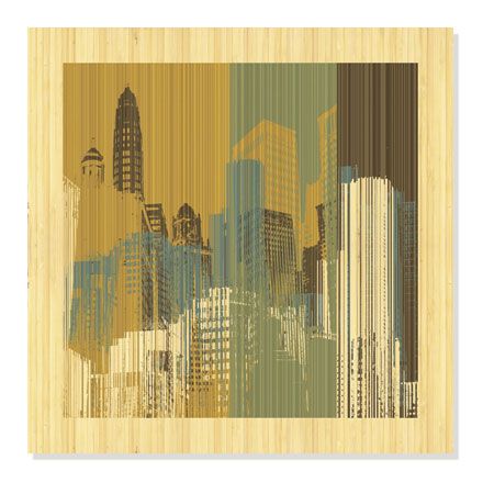 MJ Lew Limited Edition Ready to Hang Giclee on Sustainable Bamboo: "Urban Colors I"