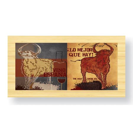 MJ Lew Limited Edition Ready to Hang Giclee on Sustainable Bamboo: "Vino Torro I"