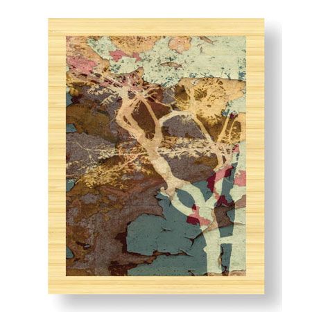 MJ Lew Limited Edition Ready to Hang Giclee on Sustainable Bamboo: "Weathered Trees in Blue 1"