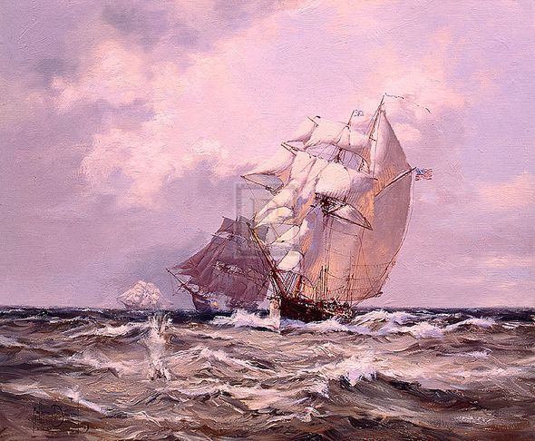 Montague Dawson Hand Numbered Limited Edition Print on Paper :"Catch Me Who Can"
