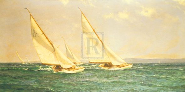Montague Dawson Hand Numbered Limited Edition Print on Paper :"Racing for the Corinthian Challenge"