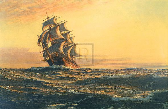 Montague Dawson Hand Numbered Limited Edition Print on Paper :"Sails of Evening"